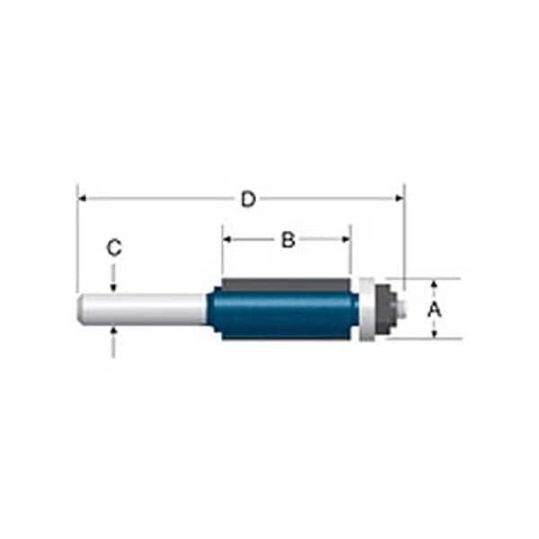 Trim Bit 1/2, 1/2 Shk. W/B.B., 2 Flt., C.T.